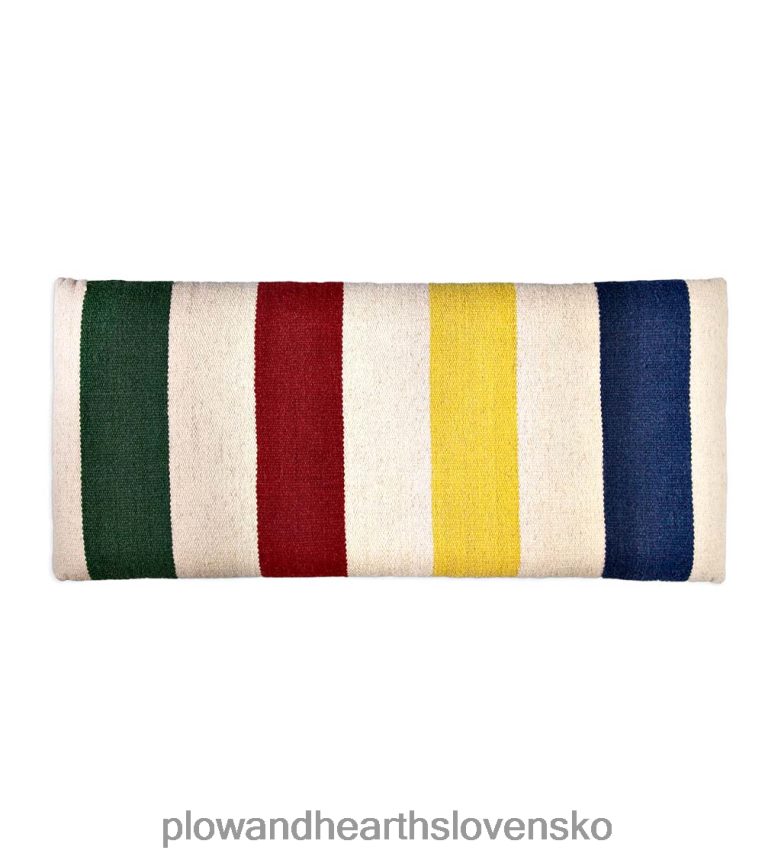 Plow & Hearth Stredná lavička z vlny a bieleho dreva ručne háčkovaná z farebného bloku 6P208P2075 domáce potreby