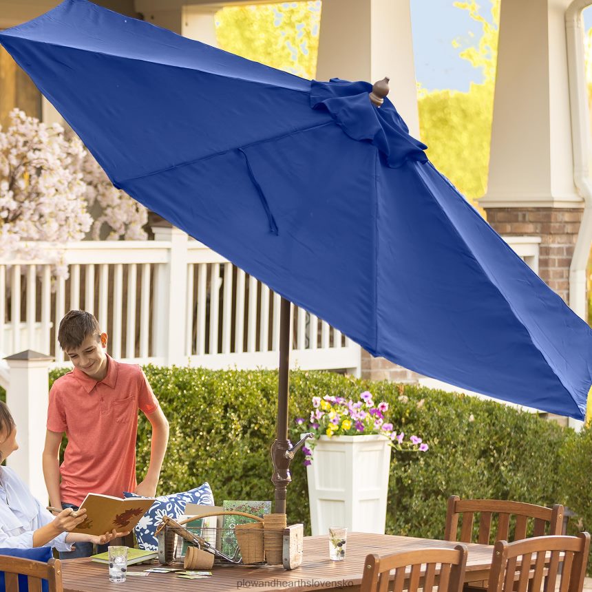 Plow & Hearth klasický slnečník na terasu s hliníkovou tyčou, 7' dia. - stodola červená 6P208P1460 domáce potreby