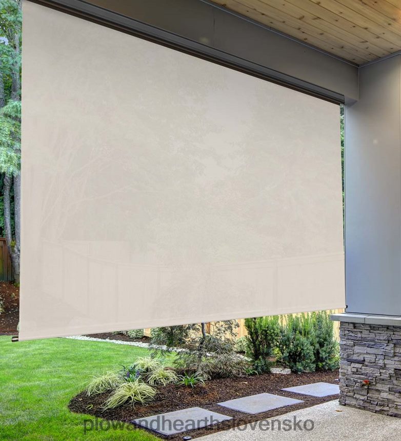 Plow & Hearth luxusná rolovacia vonkajšia solárna clona s akumulátorovou kľukou 6P208P1461 domáce potreby