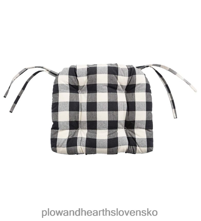 Plow & Hearth obojstranná všívaná podložka na stoličku byvolie káro s viazačkami - bordová 6P208P2097 domáce potreby