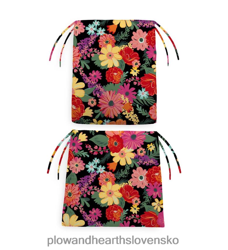 Plow & Hearth polyesterové klasické vankúše na hojdacie kreslo so zaväzovaním - kvetinová skica 6P208P1193 domáce potreby