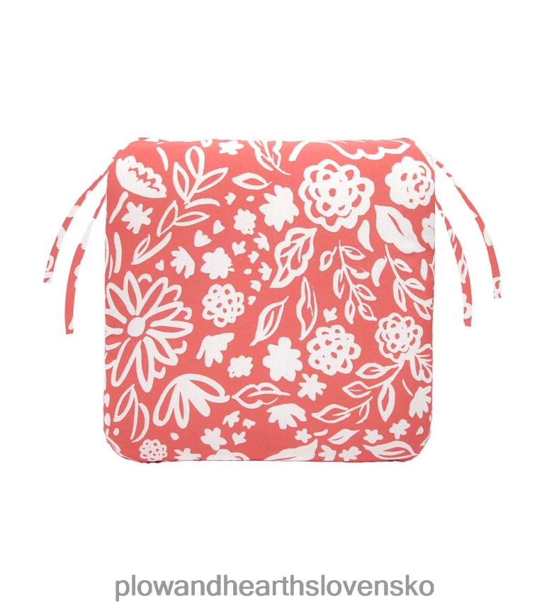 Plow & Hearth polyesterový klasický vankúš na stoličku s väzbami, 19 1/2" x 19" x 3" - kvetinová skica lícenka 6P208P1194 domáce potreby