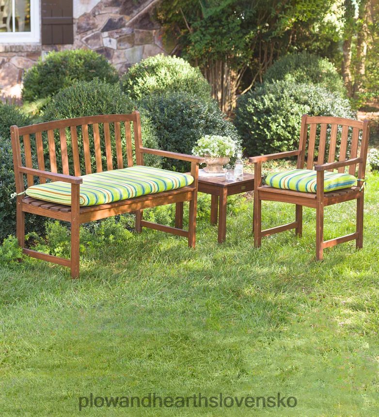 Plow & Hearth Kolekcia vonkajšieho nábytku Lancaster, rozťahovací stôl z eukalyptového dreva a 6 stoličiek 6P208P1123 domáce potreby