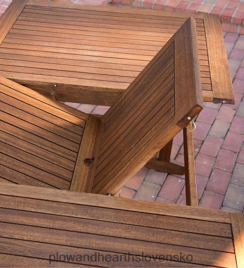 Plow & Hearth Kolekcia vonkajšieho nábytku Lancaster, rozťahovací stôl z eukalyptového dreva a 6 stoličiek 6P208P1123 domáce potreby