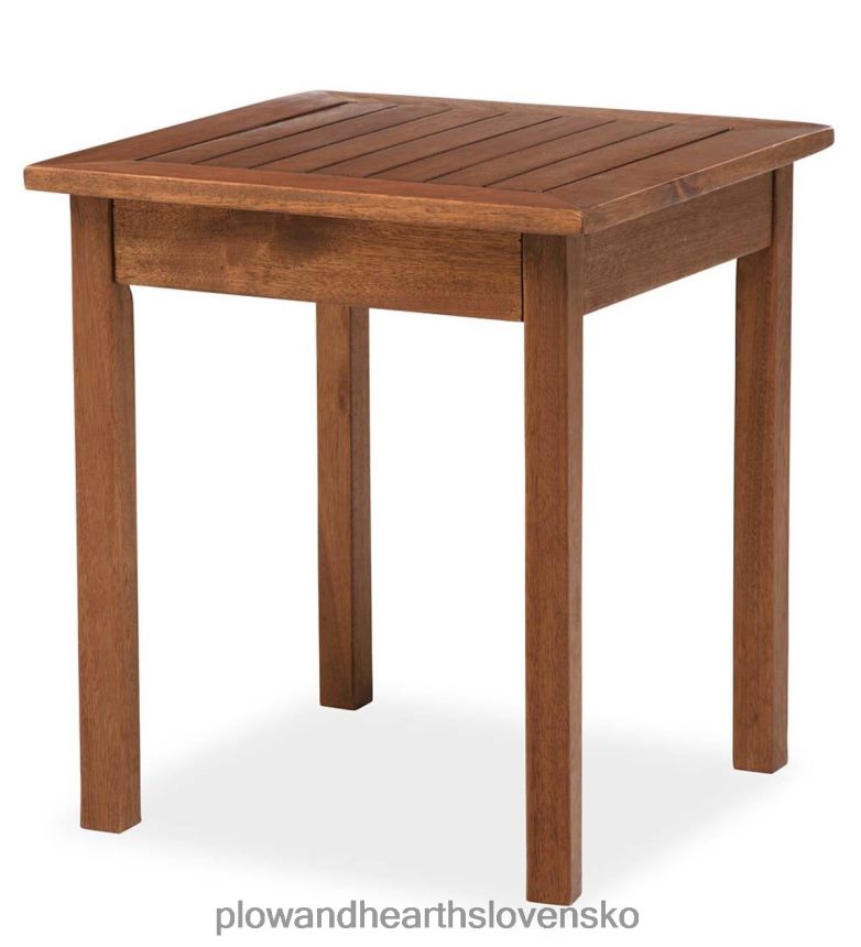 Plow & Hearth Príručný stolík z eukalyptového dreva, kolekcia vonkajšieho nábytku Lancaster - prírodný 6P208P1159 domáce potreby