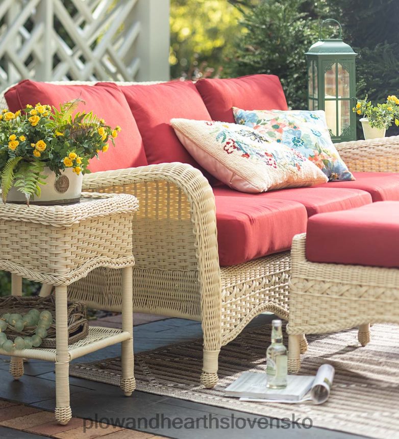 Plow & Hearth Prospect Hill vonkajšia prútená hlboká pohovka na sedenie s vankúšmi 6P208P1102 domáce potreby