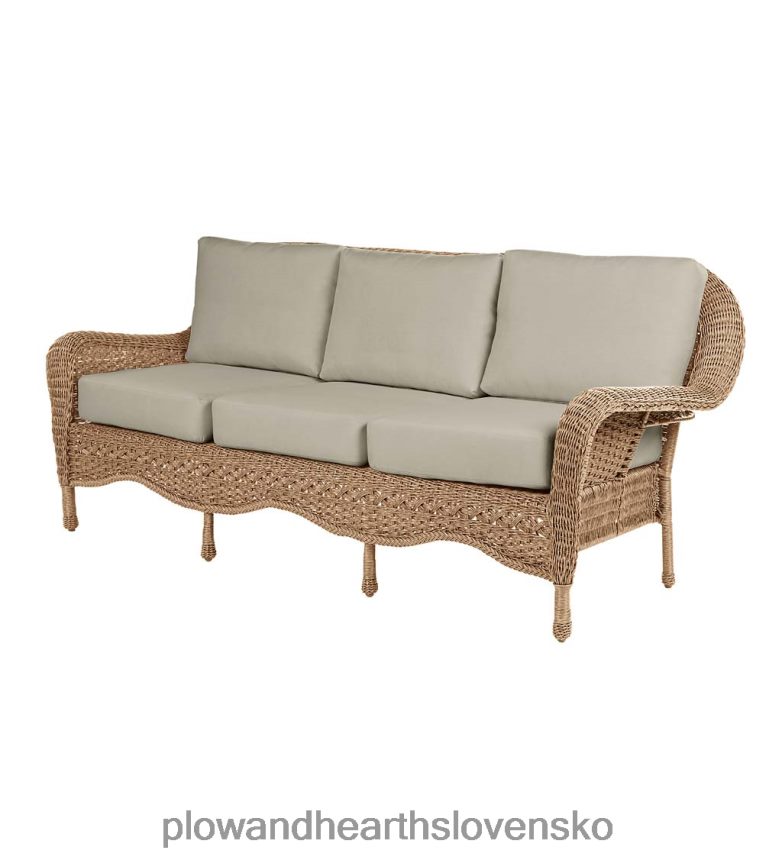 Plow & Hearth Prospect Hill vonkajšia prútená hlboká pohovka na sedenie s vankúšmi 6P208P1102 domáce potreby