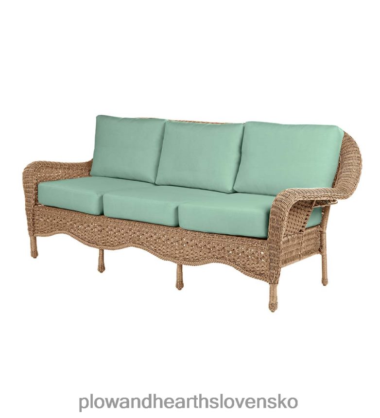 Plow & Hearth Prospect Hill vonkajšia prútená hlboká pohovka na sedenie s vankúšmi 6P208P1102 domáce potreby