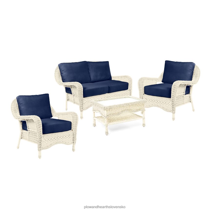 Plow & Hearth Prospect Hill vonkajšie prútené hlboké sedacie sedenie s vankúšmi - oblak biely s lesnými zelenými vankúšmi 6P208P1097 domáce potreby