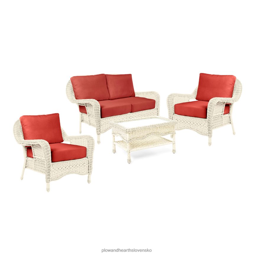 Plow & Hearth Prospect Hill vonkajšie prútené hlboké sedacie sedenie s vankúšmi - oblak biely s lesnými zelenými vankúšmi 6P208P1097 domáce potreby