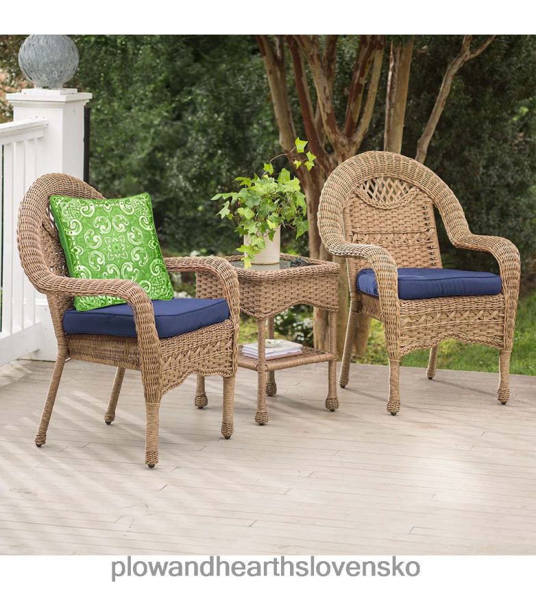 Plow & Hearth Prospect hill prútená súprava dvoch stoličiek a stolíka - cloud white 6P208P1168 domáce potreby