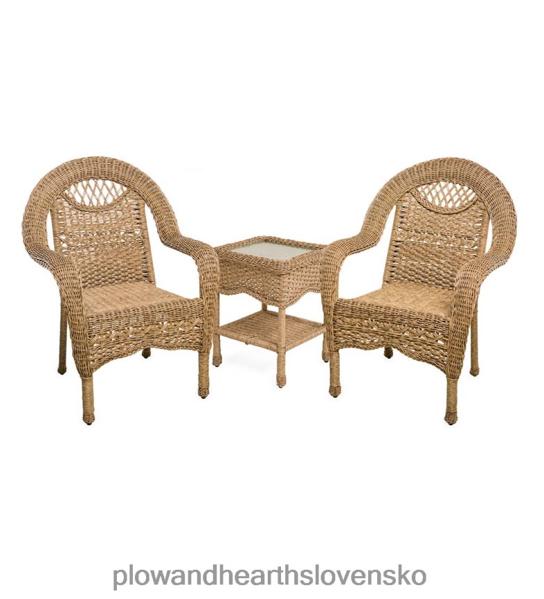 Plow & Hearth Prospect hill prútená súprava dvoch stoličiek a stolíka - cloud white 6P208P1168 domáce potreby