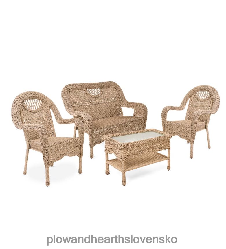 Plow & Hearth Prospect hill prútená súprava pohovky, dvoch stoličiek a konferenčného stolíka - naplavené drevo 6P208P1120 domáce potreby