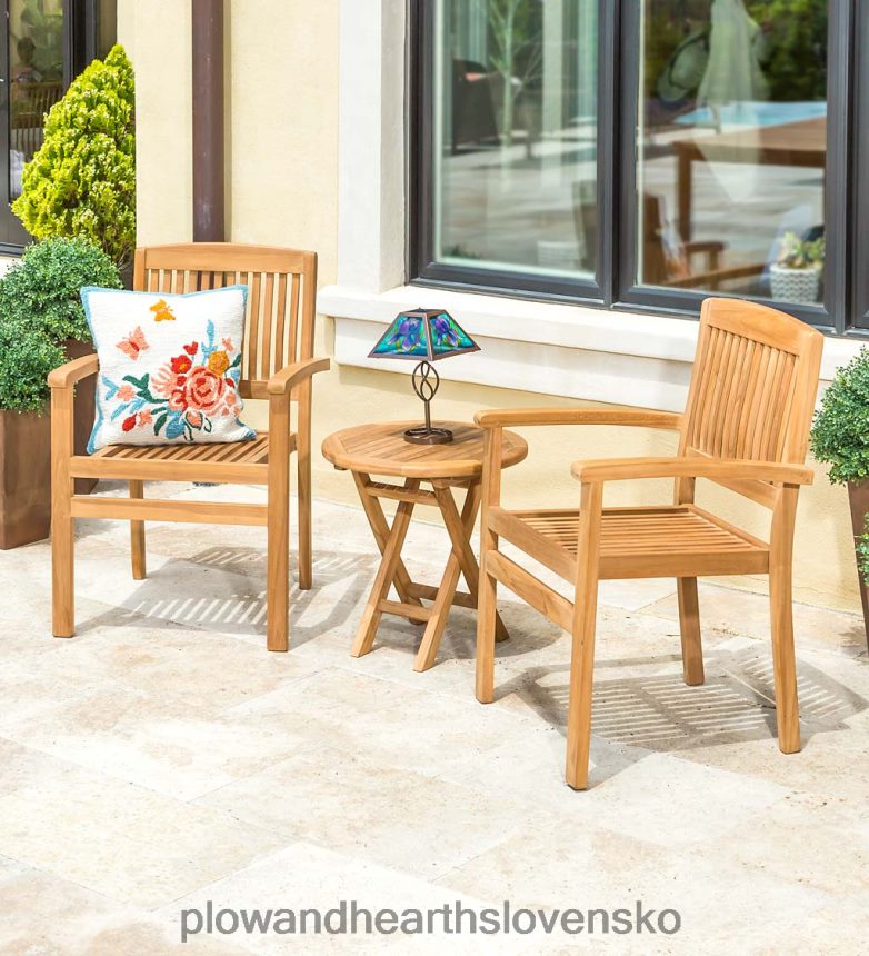 Plow & Hearth Stoličky z teakového dreva, sada 2 ks 6P208P1121 domáce potreby