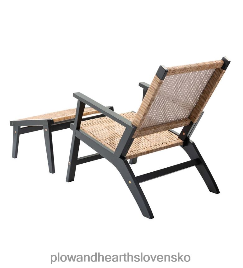 Plow & Hearth Vonkajší nábytok claytor eukalyptus, stolička a otoman, 2-dielna sada - čierna 6P208P1094 domáce potreby