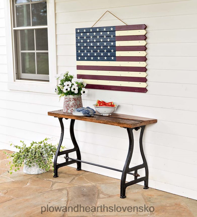 Plow & Hearth birminghamský konzolový stolík z recyklovaného dreva a kovu 6P208P1109 domáce potreby