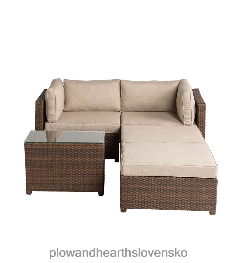 Plow & Hearth konvertibilné vonkajšie prútené ležadlo na sedenie s vankúšmi 6P208P1082 domáce potreby