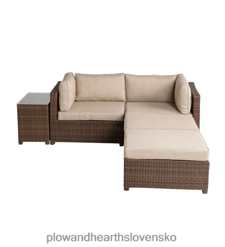 Plow & Hearth konvertibilné vonkajšie prútené ležadlo na sedenie s vankúšmi 6P208P1082 domáce potreby