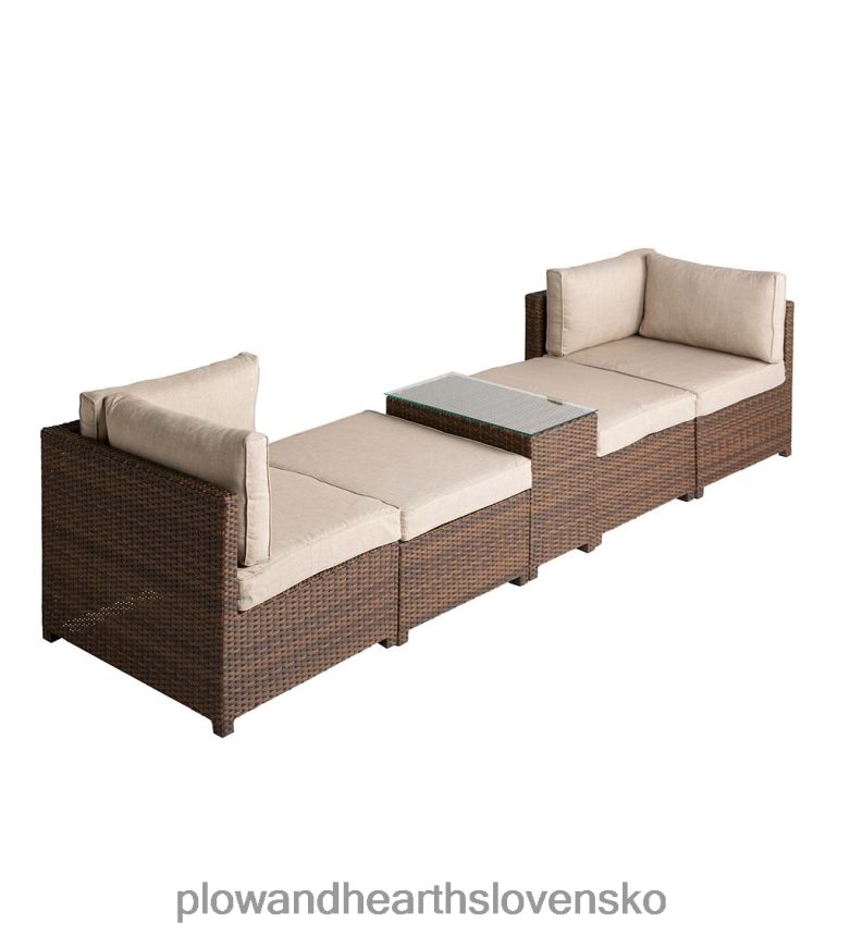 Plow & Hearth konvertibilné vonkajšie prútené ležadlo na sedenie s vankúšmi 6P208P1082 domáce potreby