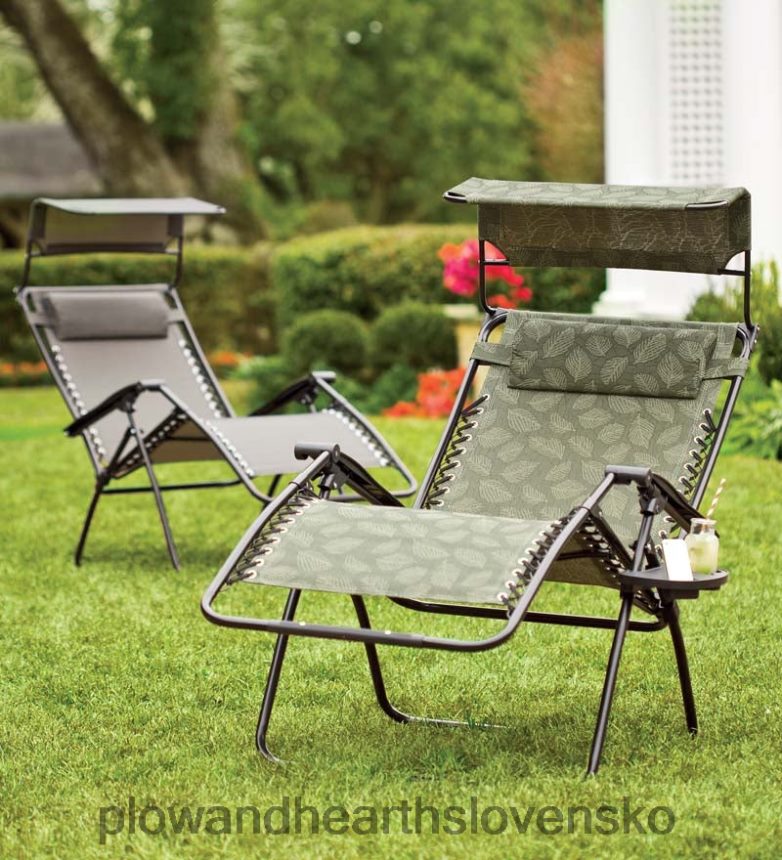 Plow & Hearth luxusná beztiažová stolička s markízou, stolíkom a držiakom nápojov - krídlo 6P208P1101 domáce potreby