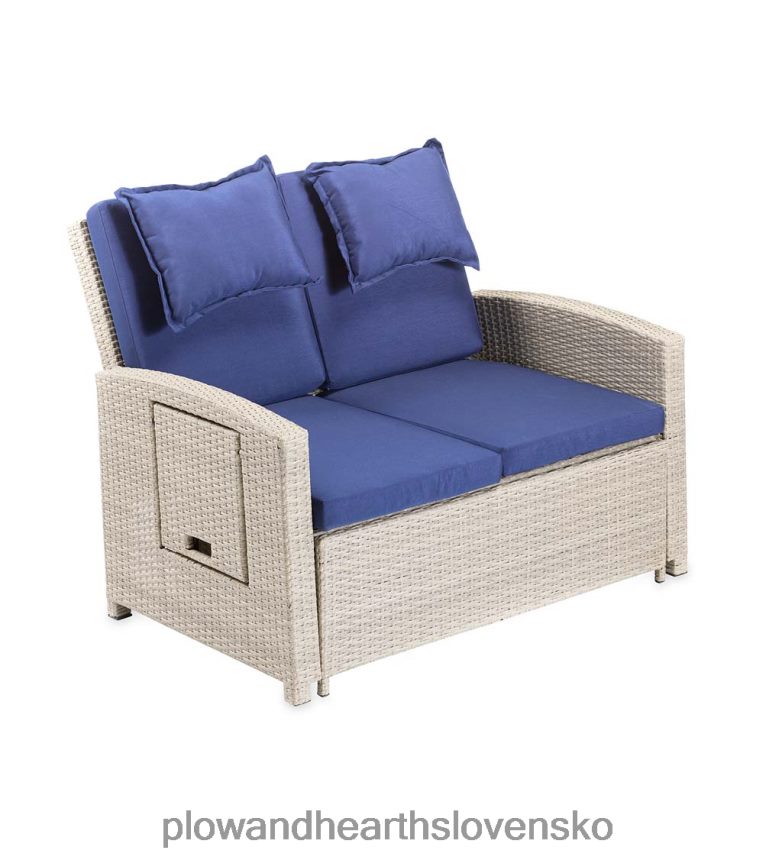 Plow & Hearth multifunkčné vonkajšie prútené kreslo lovecké ležadlo s námorníckymi vankúšmi 6P208P1114 domáce potreby