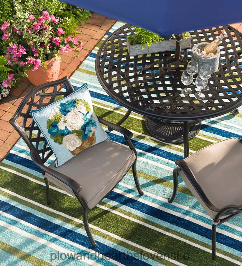 Plow & Hearth park grove vonkajšia 5-dielna jedálenská súprava z hliníka s podsedákmi 6P208P1149 domáce potreby