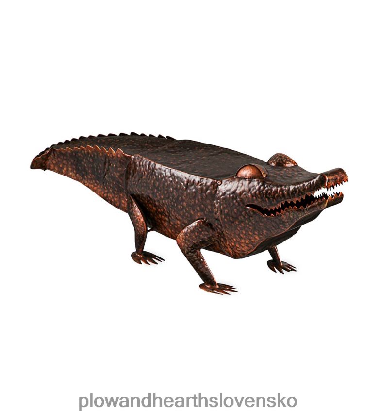 Plow & Hearth ručne maľovaný kovový príručný stolík aligátor 6P208P1125 domáce potreby