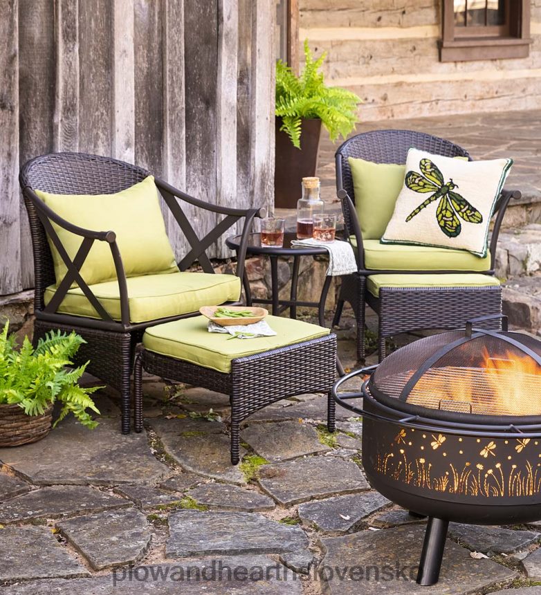 Plow & Hearth súprava prúteného nábytku na terasu s vankúšmi - svetlo zelená 6P208P1099 domáce potreby