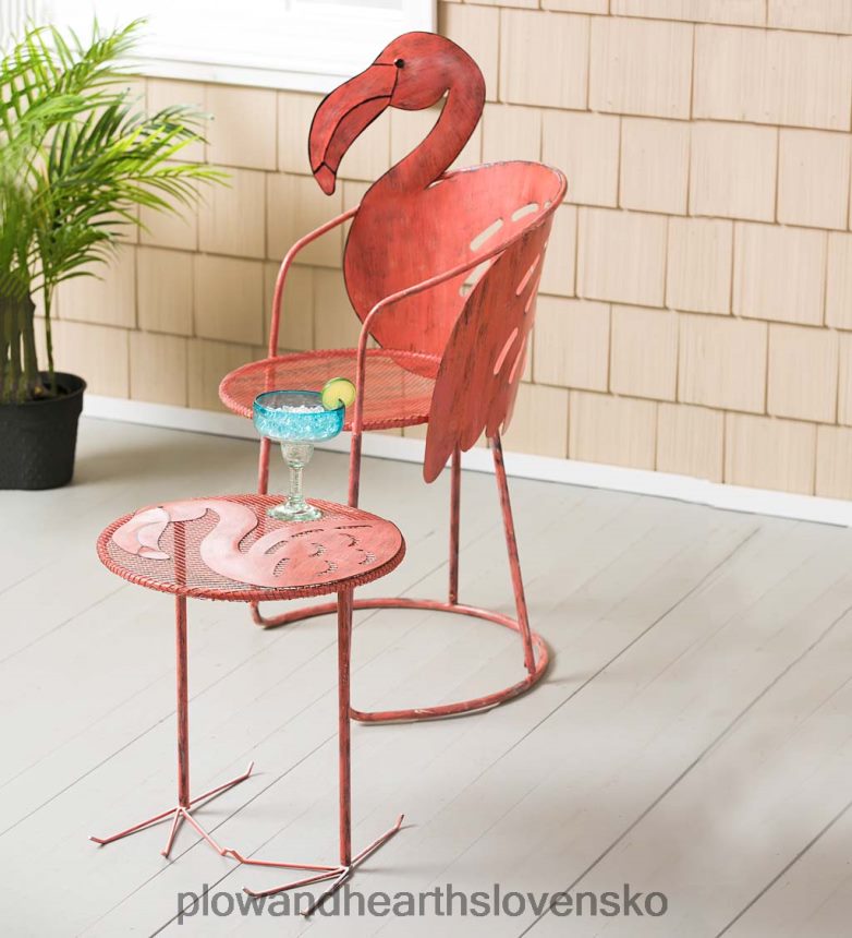 Plow & Hearth sada stoličky a príručného stolíka plameniak 6P208P1142 domáce potreby