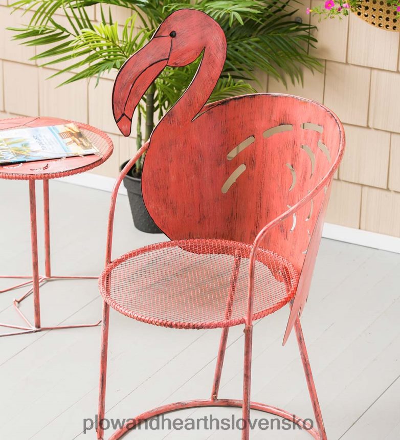 Plow & Hearth sada stoličky a príručného stolíka plameniak 6P208P1142 domáce potreby