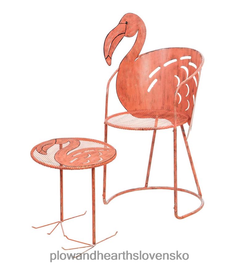 Plow & Hearth sada stoličky a príručného stolíka plameniak 6P208P1142 domáce potreby