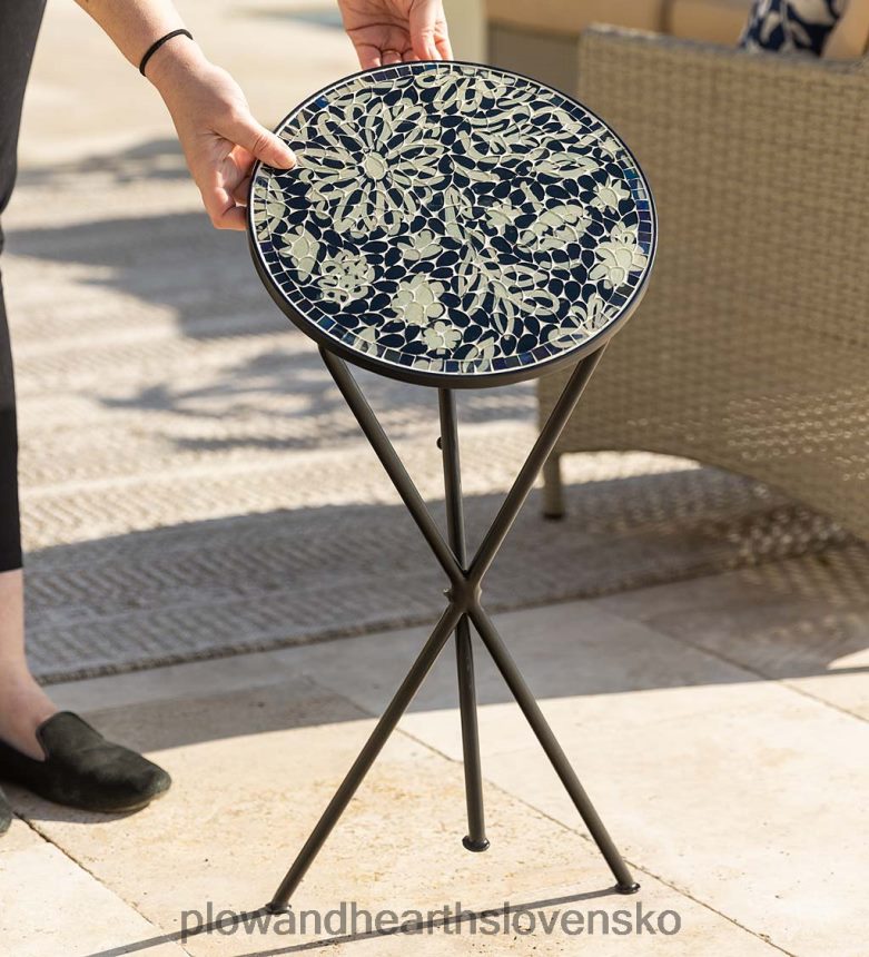 Plow & Hearth vnútorný/vonkajší skladací stolík s kvetinovou skicou 6P208P1184 domáce potreby