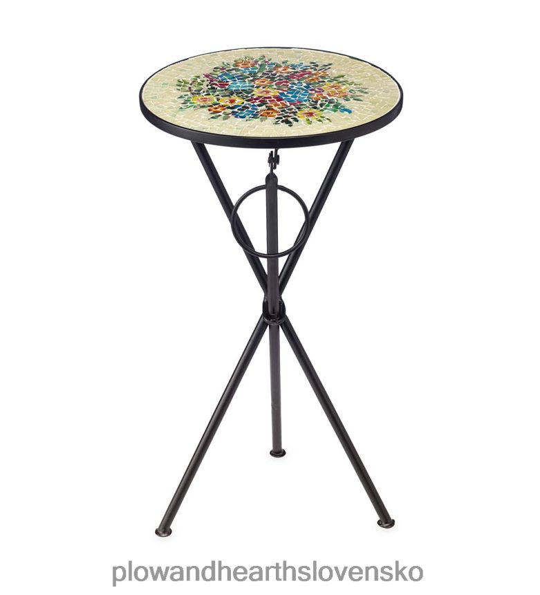 Plow & Hearth vnútorný/vonkajší skladací stolík s kyticou kvetov 6P208P1175 domáce potreby