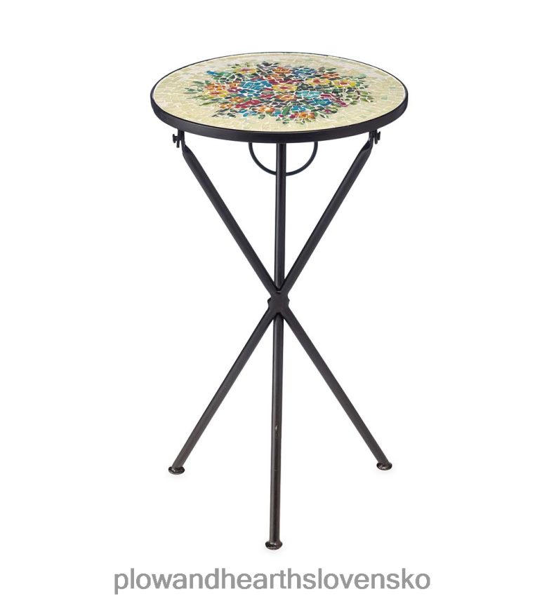 Plow & Hearth vnútorný/vonkajší skladací stolík s kyticou kvetov 6P208P1175 domáce potreby
