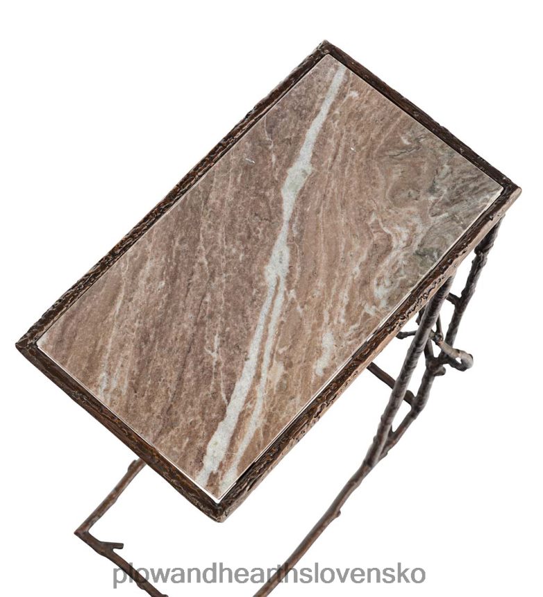 Plow & Hearth vnútorný/vonkajší výsuvný stôl s mramorovou doskou 6P208P1146 domáce potreby