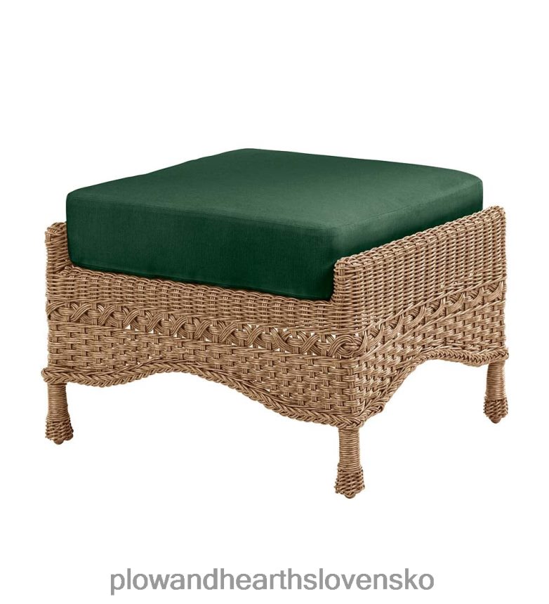 Plow & Hearth vyhliadkový kopec vonkajšie prútené hlboké sedenie otoman s vankúšom - naplavené drevo s lesným zeleným vankúšom 6P208P1112 domáce potreby