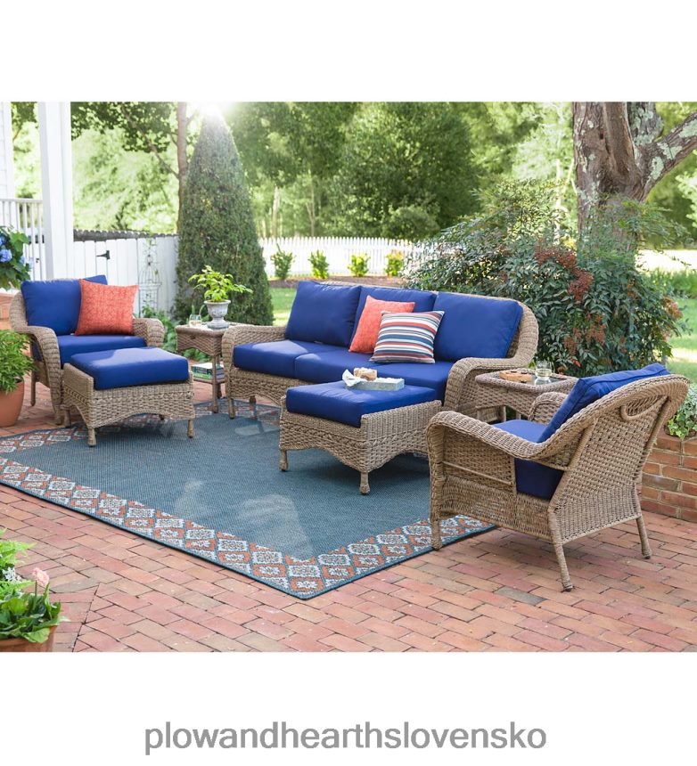 Plow & Hearth vyhliadkový kopec vonkajšie prútené hlboké sedenie otoman s vankúšom - naplavené drevo s lesným zeleným vankúšom 6P208P1112 domáce potreby