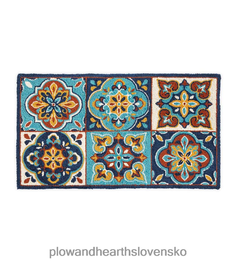 Plow & Hearth Vnútorný/vonkajší koberec s hákovým polypropylénom inšpirovaný dlaždicami 6P208P1289 domáce potreby