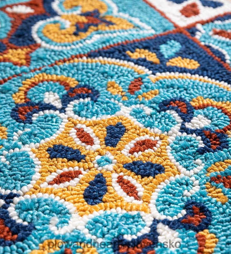 Plow & Hearth Vnútorný/vonkajší koberec s hákovým polypropylénom inšpirovaný dlaždicami 6P208P1289 domáce potreby