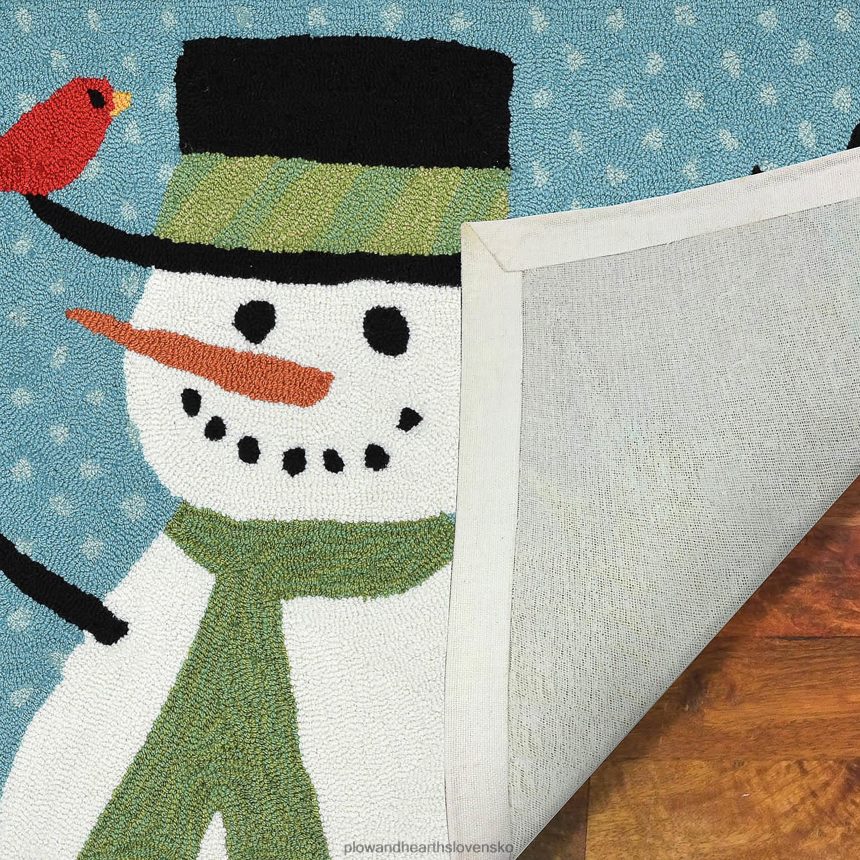 Plow & Hearth Vnútorný/vonkajší ručný koberec so snehuliakmi a vtákmi 6P208P1316 domáce potreby