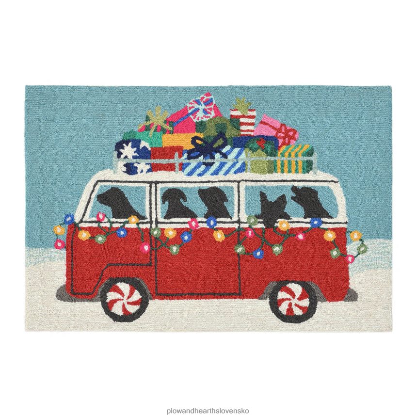Plow & Hearth interiérový/exteriérový ručne hákový akcentový koberec happy howlidays 6P208P1332 domáce potreby