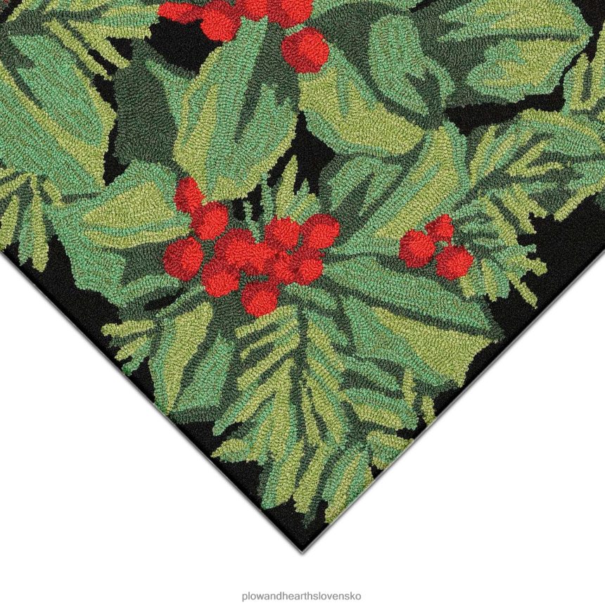 Plow & Hearth interiérový/exteriérový ručne hákový koberec s holly berry 6P208P1303 domáce potreby
