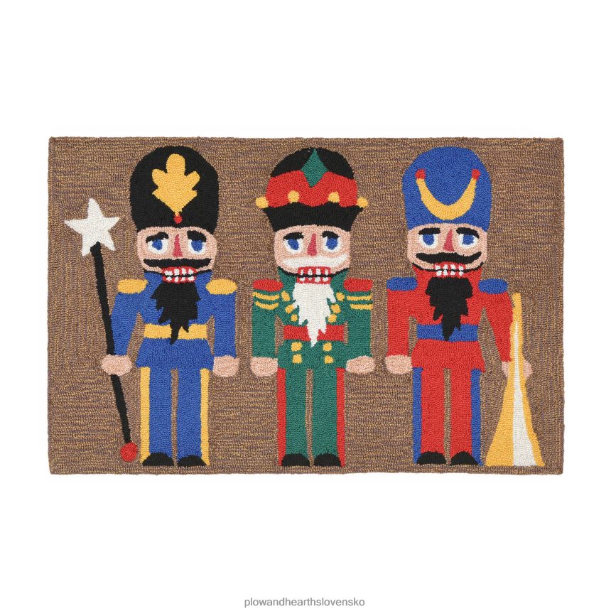 Plow & Hearth interiérový/exteriérový ručne hákový trio koberček s luskáčikom na orechy 6P208P1327 domáce potreby