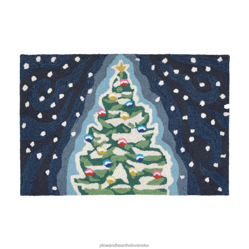Plow & Hearth interiérový/exteriérový ručne hákový vianočný stromčekový koberec 6P208P1317 domáce potreby