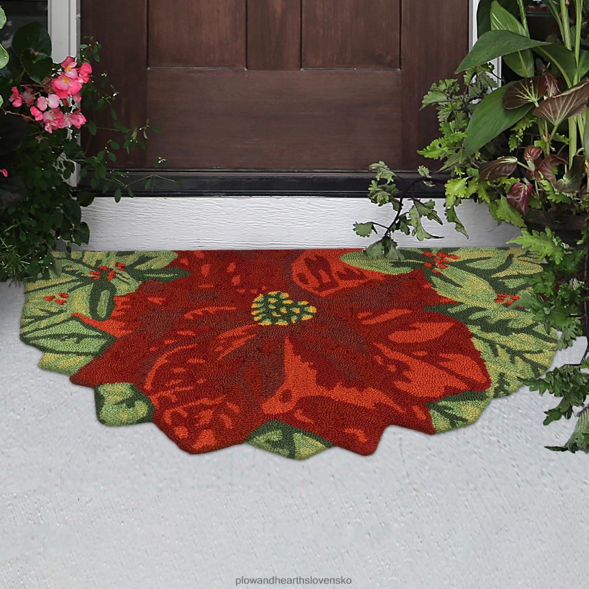 Plow & Hearth interiérový/exteriérový ručne háčkovaný koberček s vianočnou háčikom 6P208P1310 domáce potreby