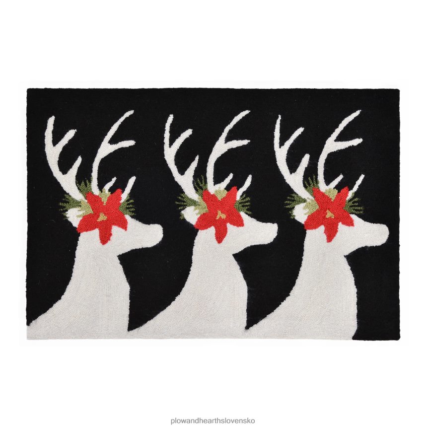 Plow & Hearth interiérový/exteriérový ručne háčkovaný koberček so sobím vianočným háčikom 6P208P1330 domáce potreby