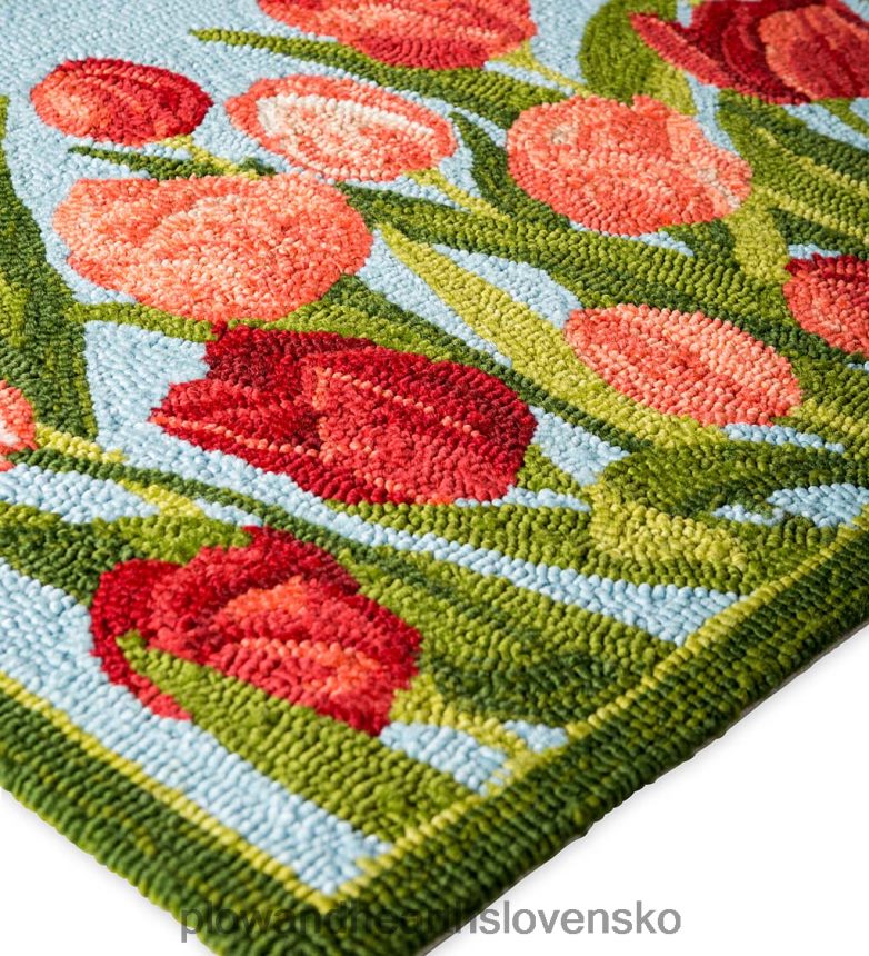 Plow & Hearth interiérový/vonkajší koberček s ružovými tulipánmi s háčikmi z polypropylénu 6P208P1347 domáce potreby