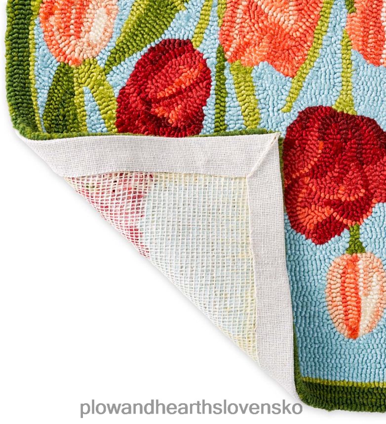 Plow & Hearth interiérový/vonkajší koberček s ružovými tulipánmi s háčikmi z polypropylénu 6P208P1347 domáce potreby