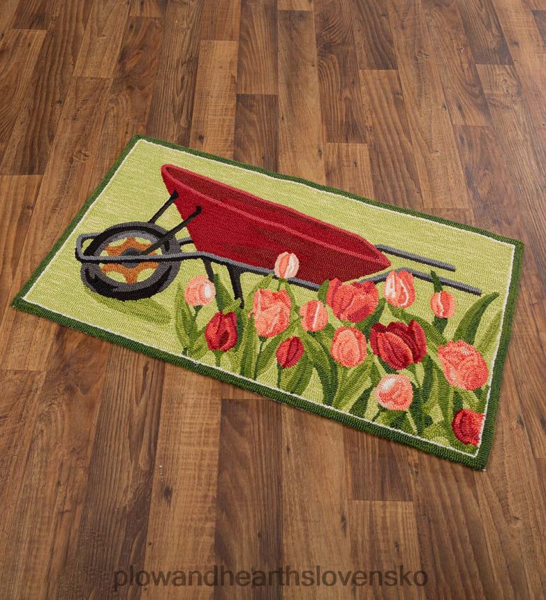 Plow & Hearth interiérový/vonkajší koberček s tulipánom a kolieskom s háčikmi z polypropylénu 6P208P1392 domáce potreby