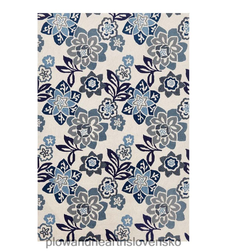 Plow & Hearth čínsky modrý koberec s kvetinovými akcentmi 6P208P1435 domáce potreby